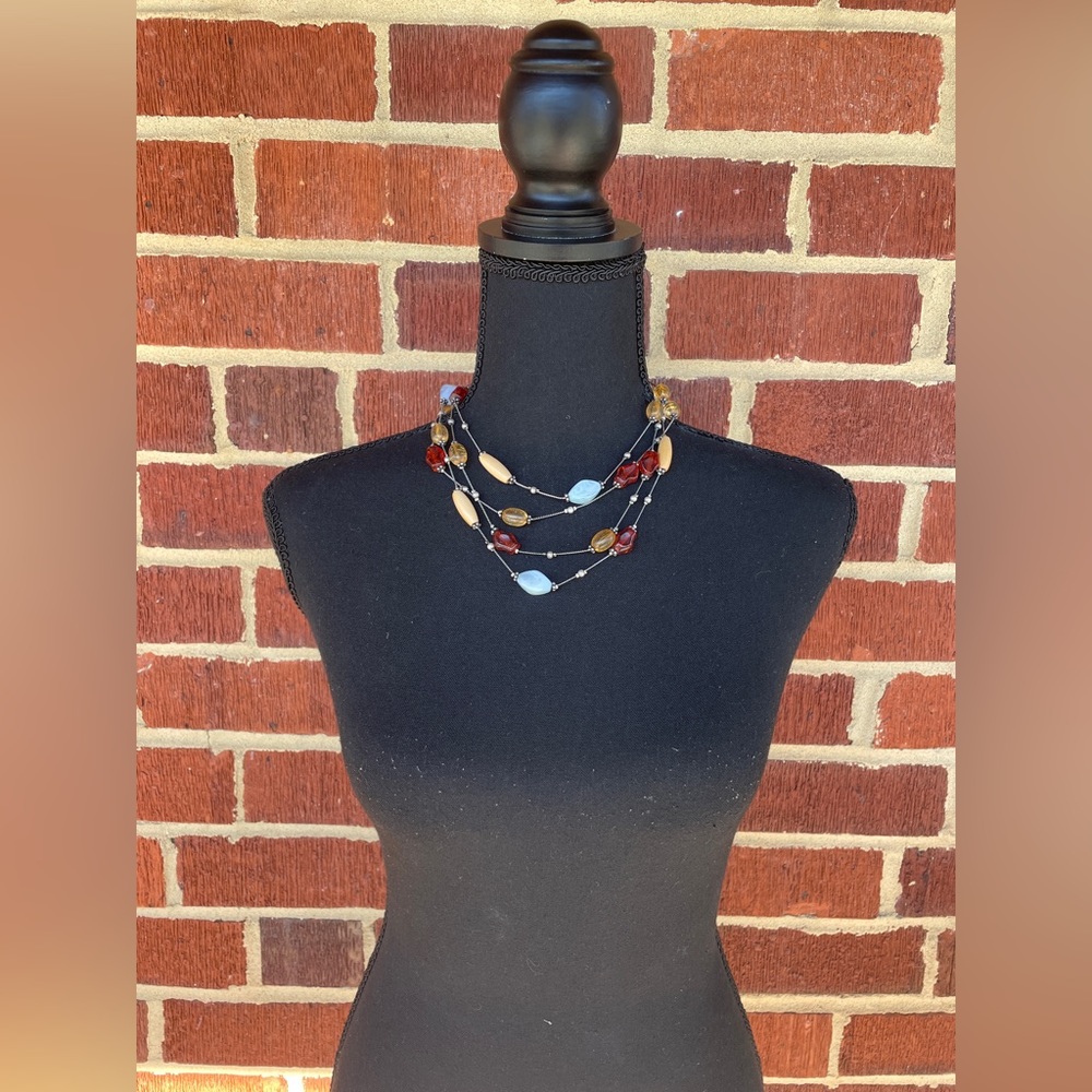 Faux Amber Multi-strand Necklace